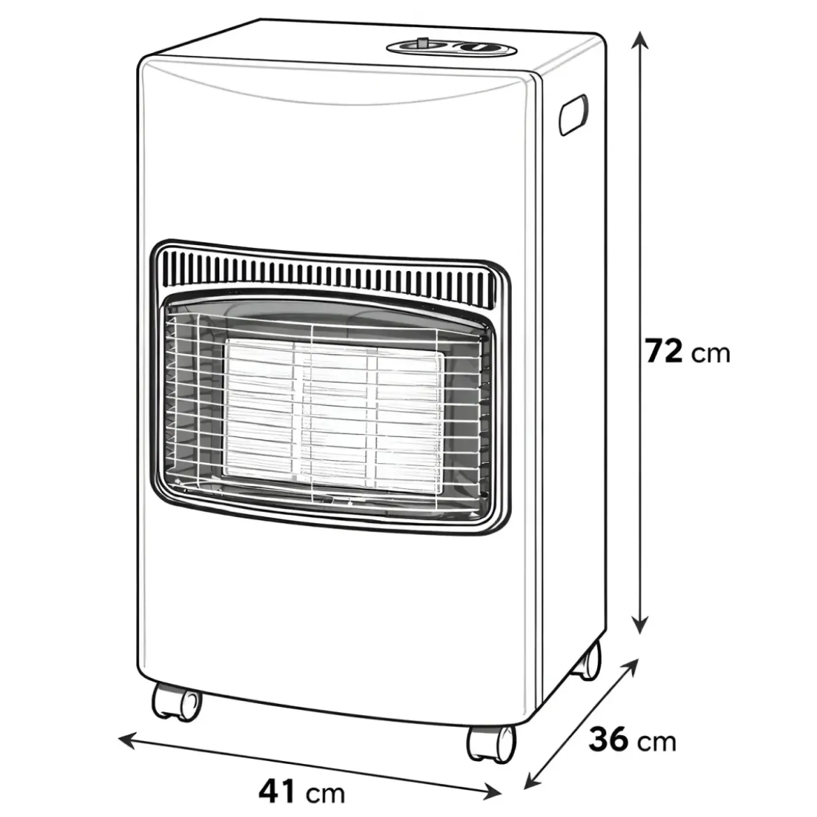 Stufa a Infrarossi Gas 4200W GPL Portatile con Ruote Bianco per Interni