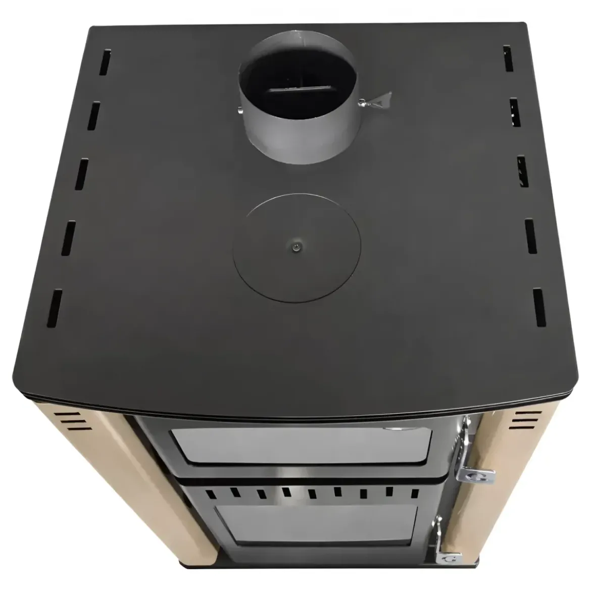 Stufa a Legna 27,6 kW in Acciaio Beige con Forno Termostufa Boiler 38L
