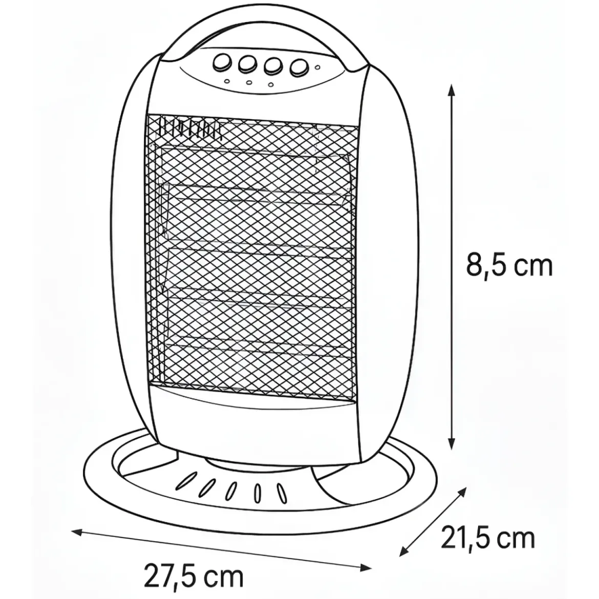 Stufa Elettrica Alogena Oscillante 1200W Compatta 3 Livelli Grigio