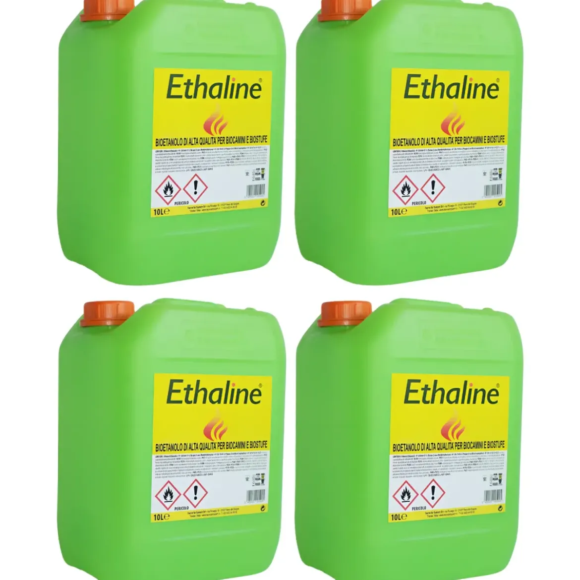 4 Taniche Bioetanolo Naturale 10L Combustibile Ecologico per Biocamini