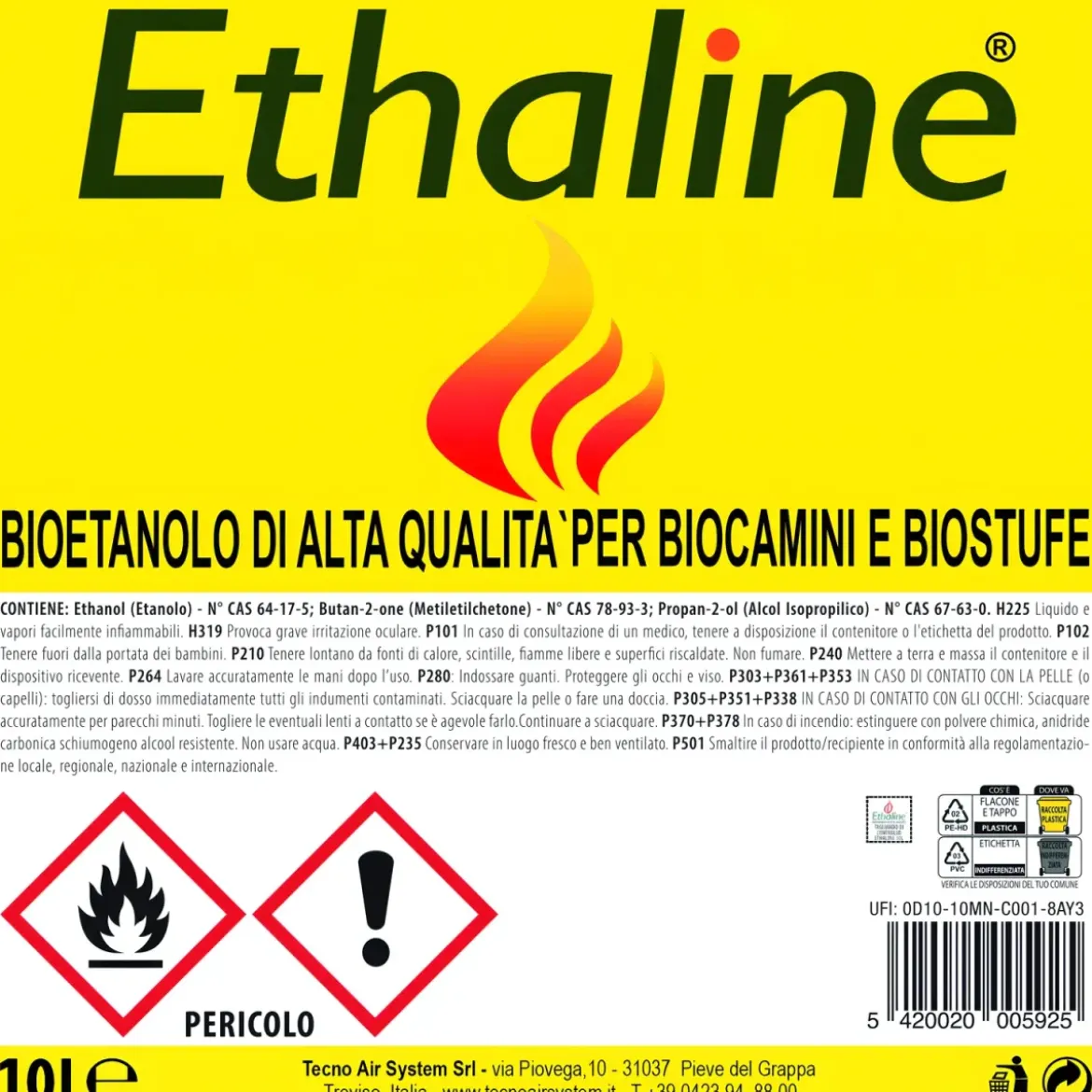 8 Taniche Bioetanolo Naturale 10L Combustibile Ecologico per Biocamini