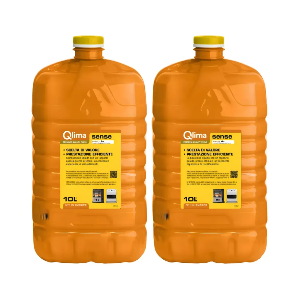 2 Taniche PET Riciclabile 10L Combustibile Liquido Paraffina per Stufe