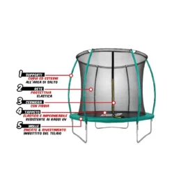 Tappeto Elastico Diametro 183 cm Bambini Rete Sicurezza Trampolino da Giardino
