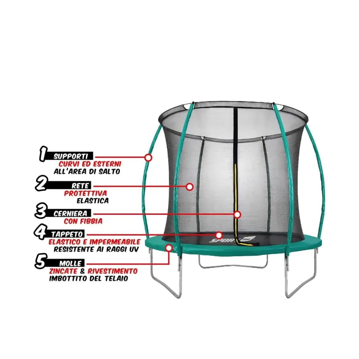 Tappeto Elastico Diametro 244 cm Bambini Rete Sicurezza Trampolino da Giardino