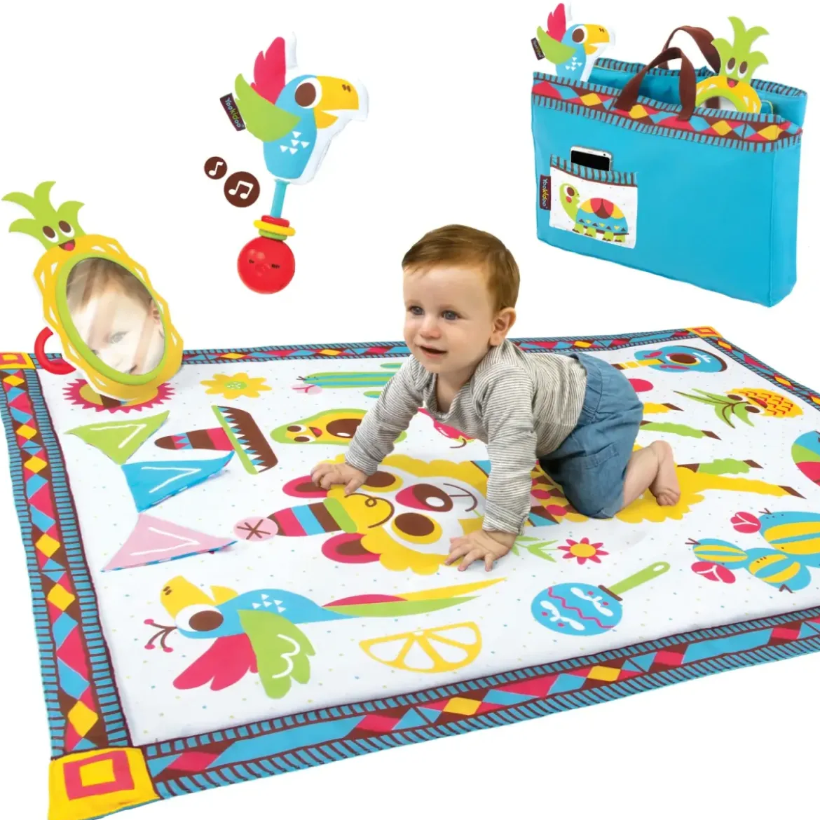 Tappeto Pieghevole Attività Neonato Bambino XL 145x100 cm con Giochi