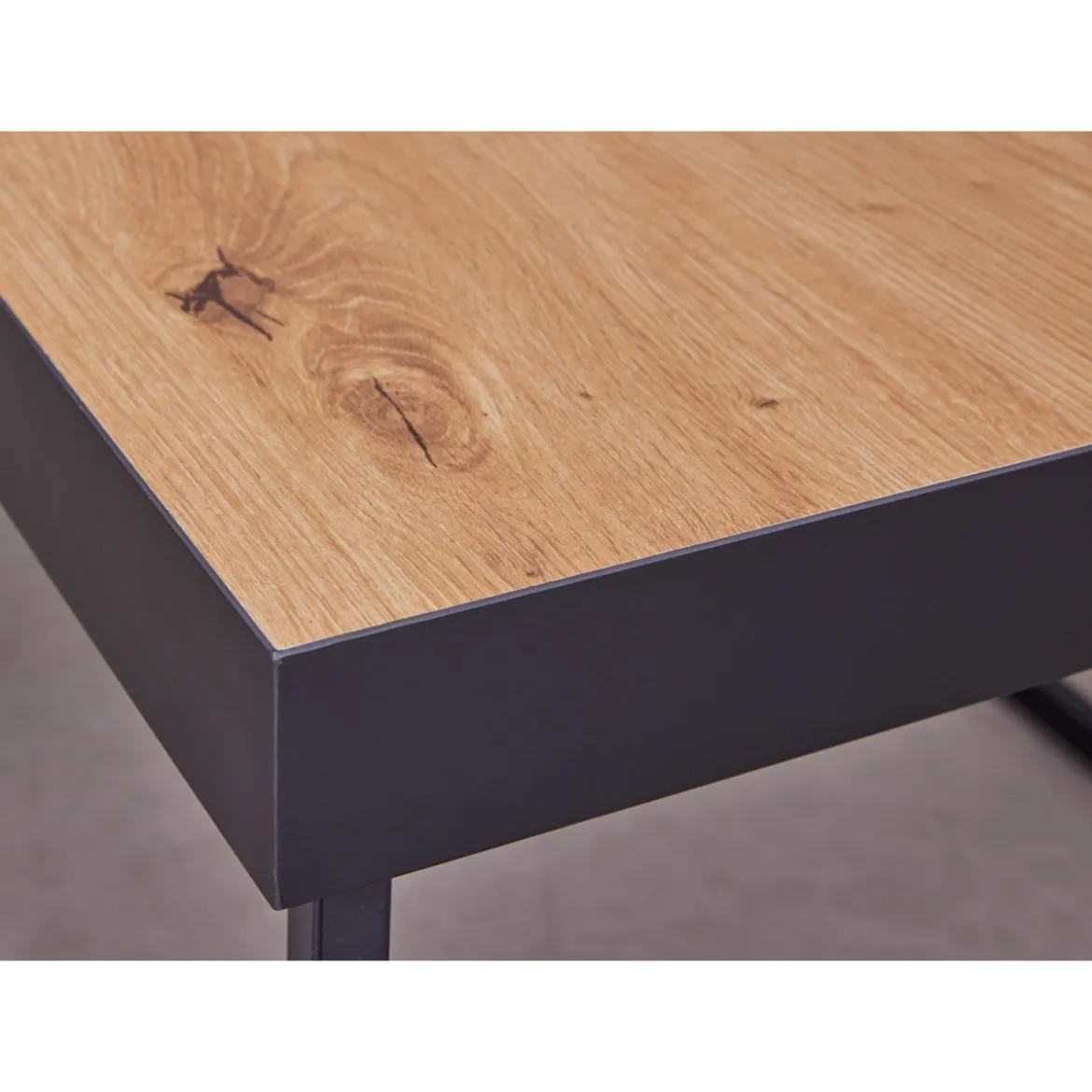 Tavolino Basso da Caffe Tavolo con in Legno MDF Struttura Metallo Nero