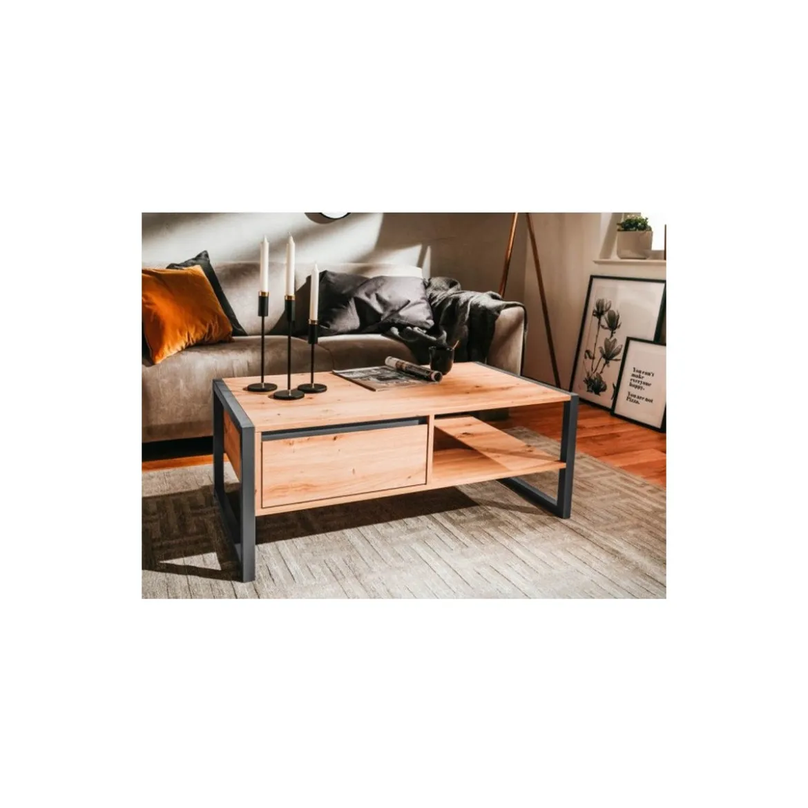 Tavolino Caffe Basso 100 Quercia Tavolinetto Rettangolare Moderno Salotto Design