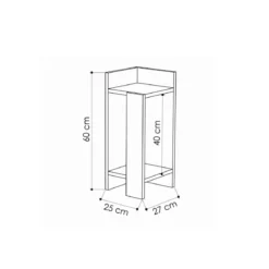 Tavolino comodino di Design Elos Destro in Rovere 27x25x60cm
