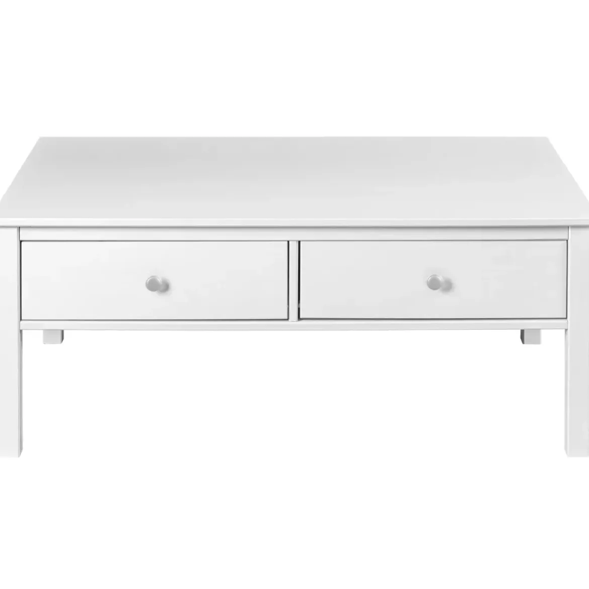 Tavolino da Caffè Rettangolare 110x70 da Salotto Legno Bianco Cassetto