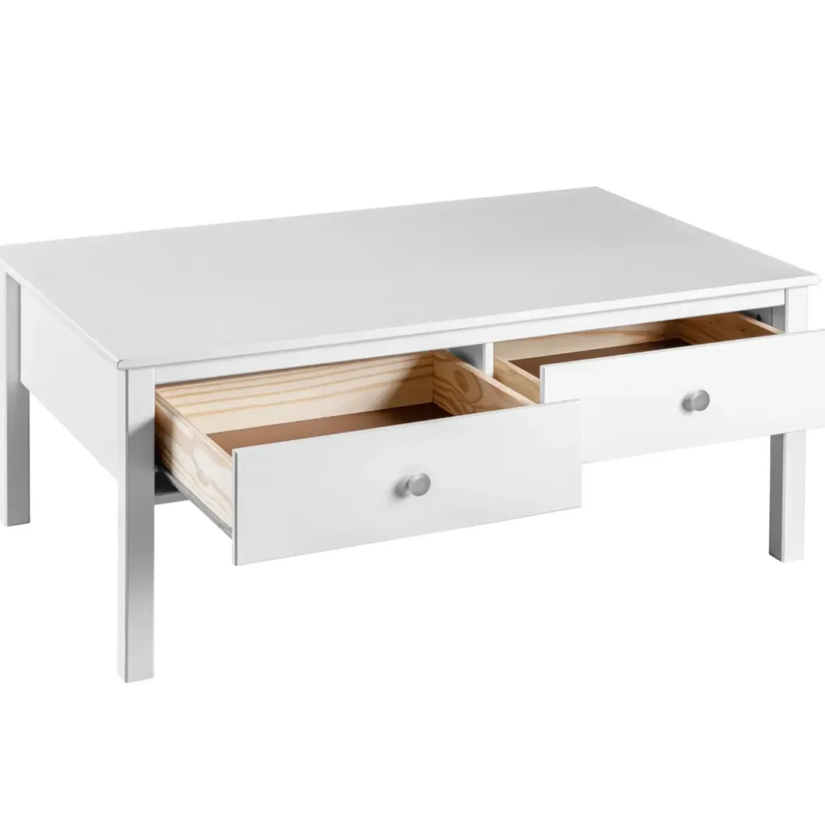 Tavolino da Caffè Rettangolare 110x70 da Salotto Legno Bianco Cassetto