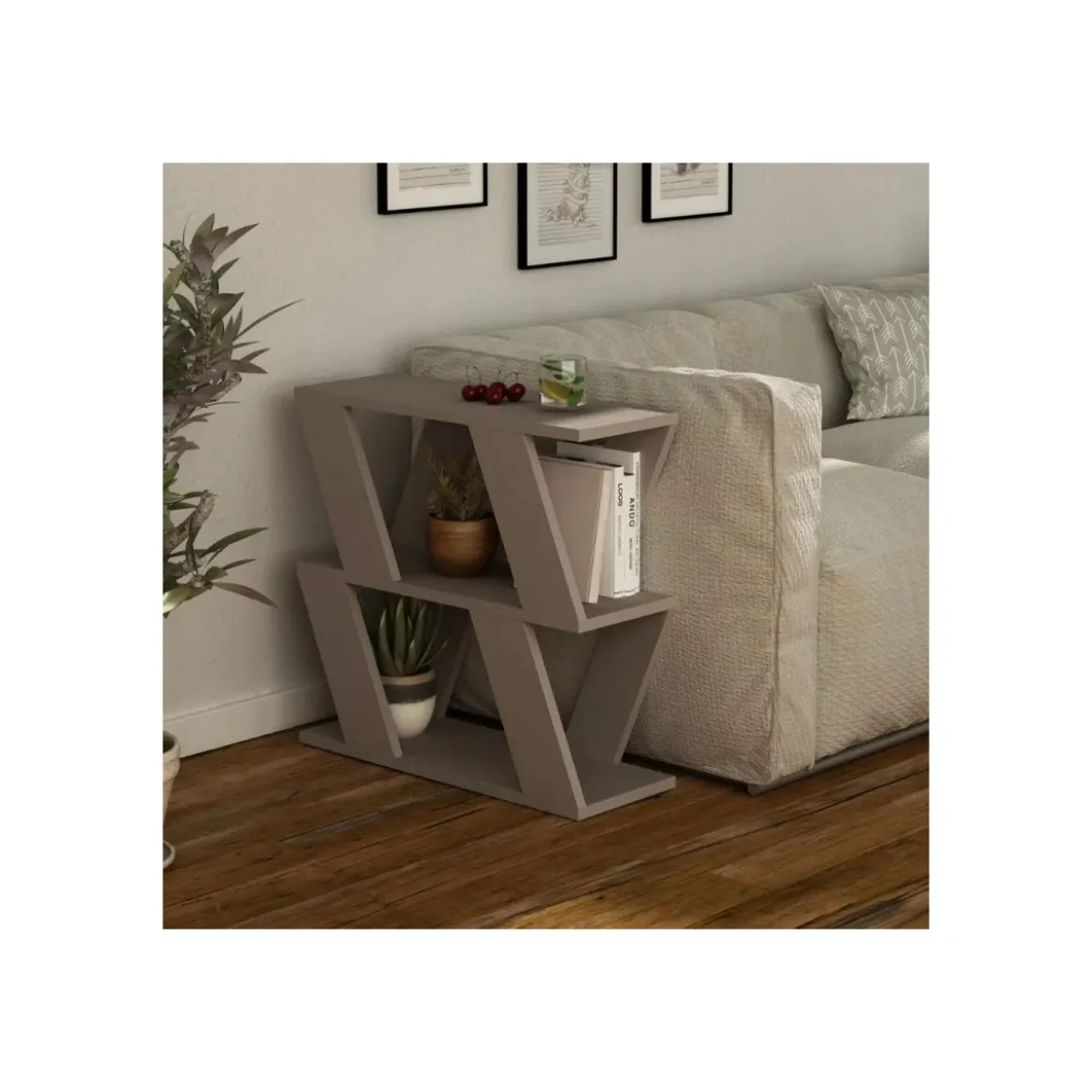 Tavolino da Divano Laterale Tortora 60x22x57 cm