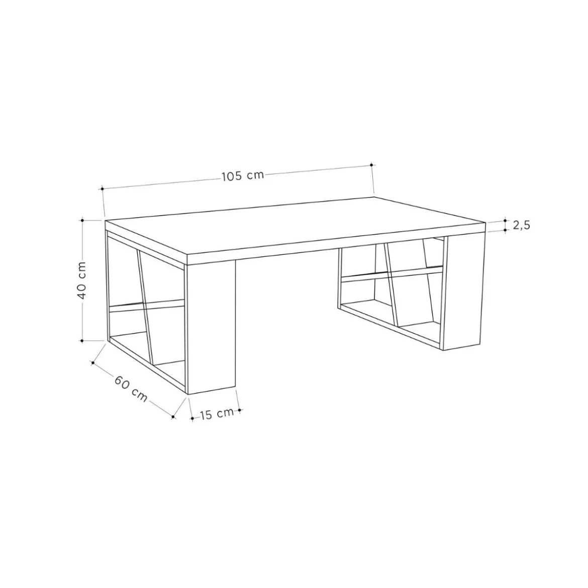 Tavolino da Salotto 105x60 cm Bianco Basso da Caffe