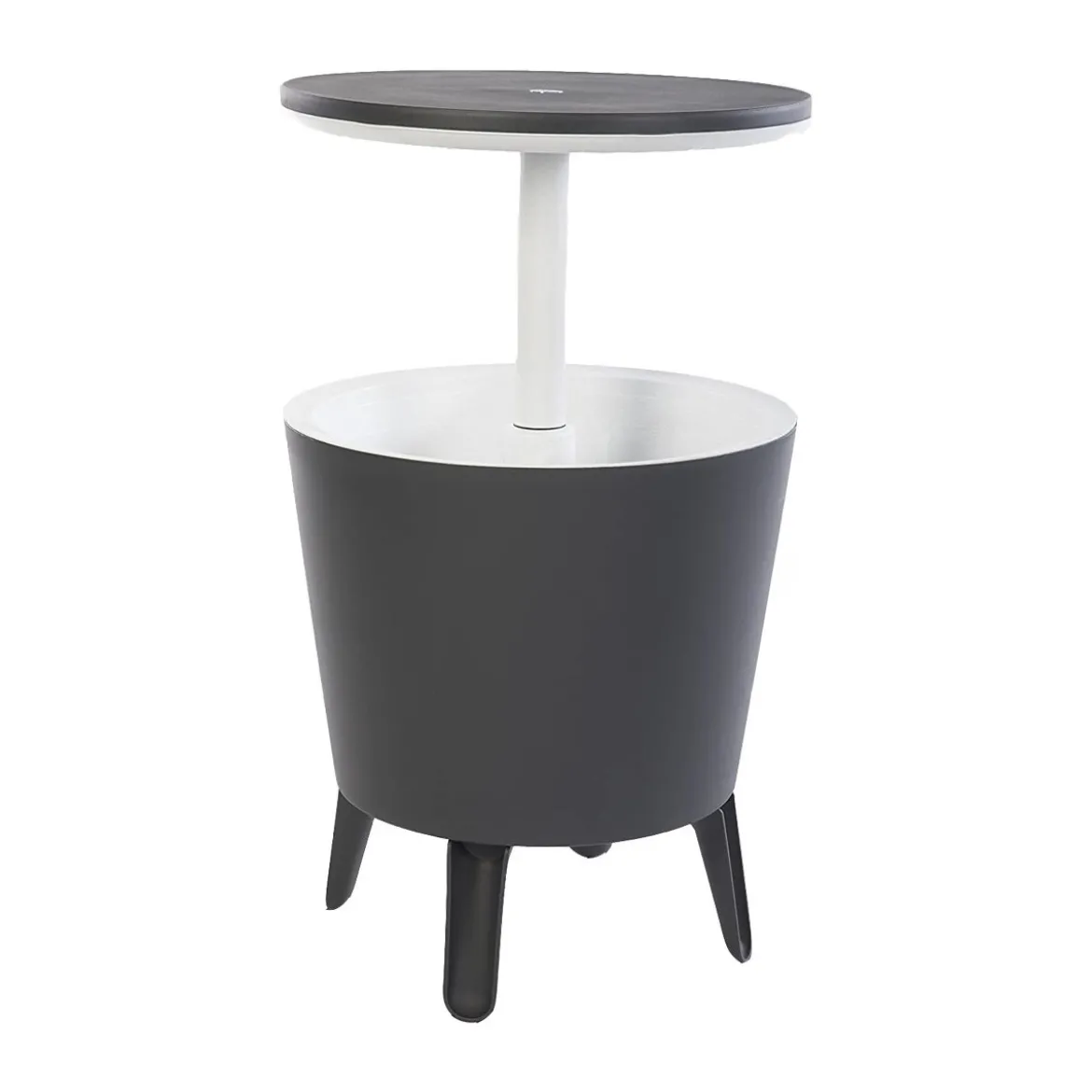 Tavolino in Resina da Cocktail 50x50 Grigio Portaghiaccio Esterno Tondo Piscina