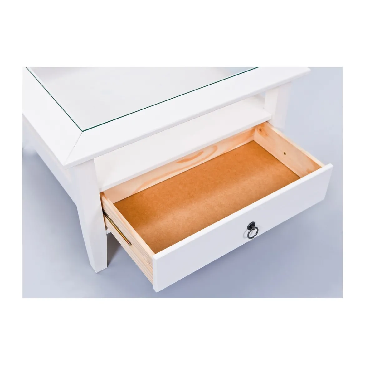 Tavolino in Vetro da Caffe 75x75 Bianco Tavolo Legno Divano Soggiorno Quadrato