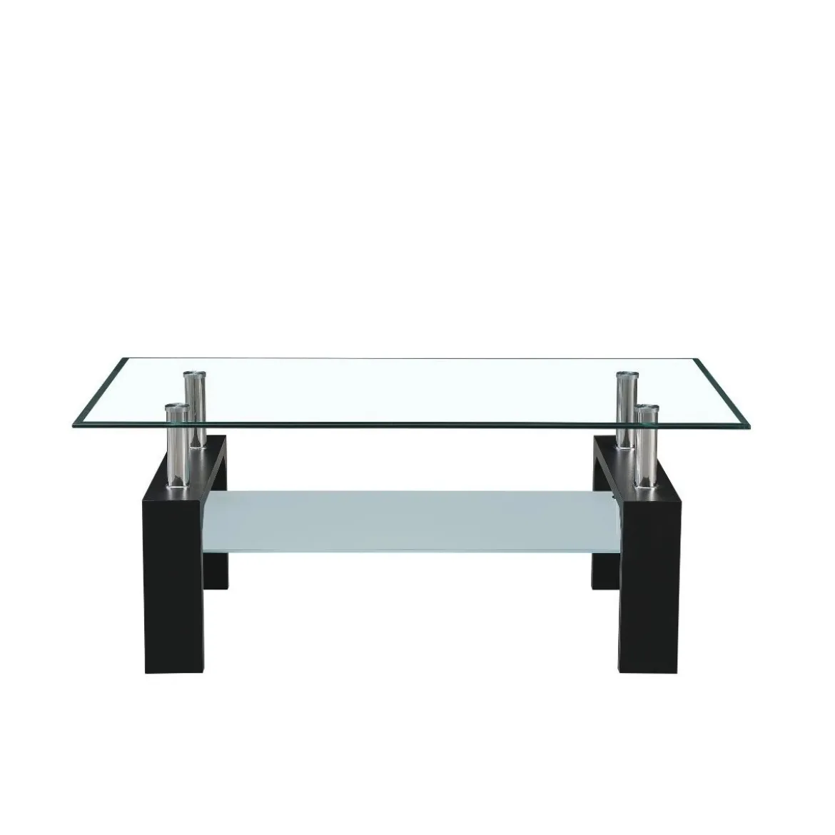 Tavolino in Vetro da Caffe 110x60 Nero Tavolo Basso da Salotto