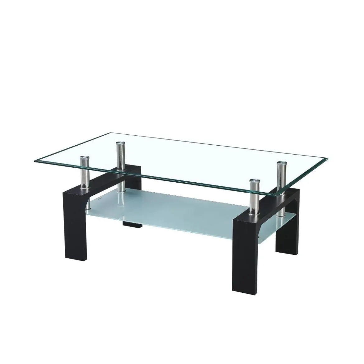 Tavolino in Vetro da Caffe 110x60 Nero Tavolo Basso da Salotto