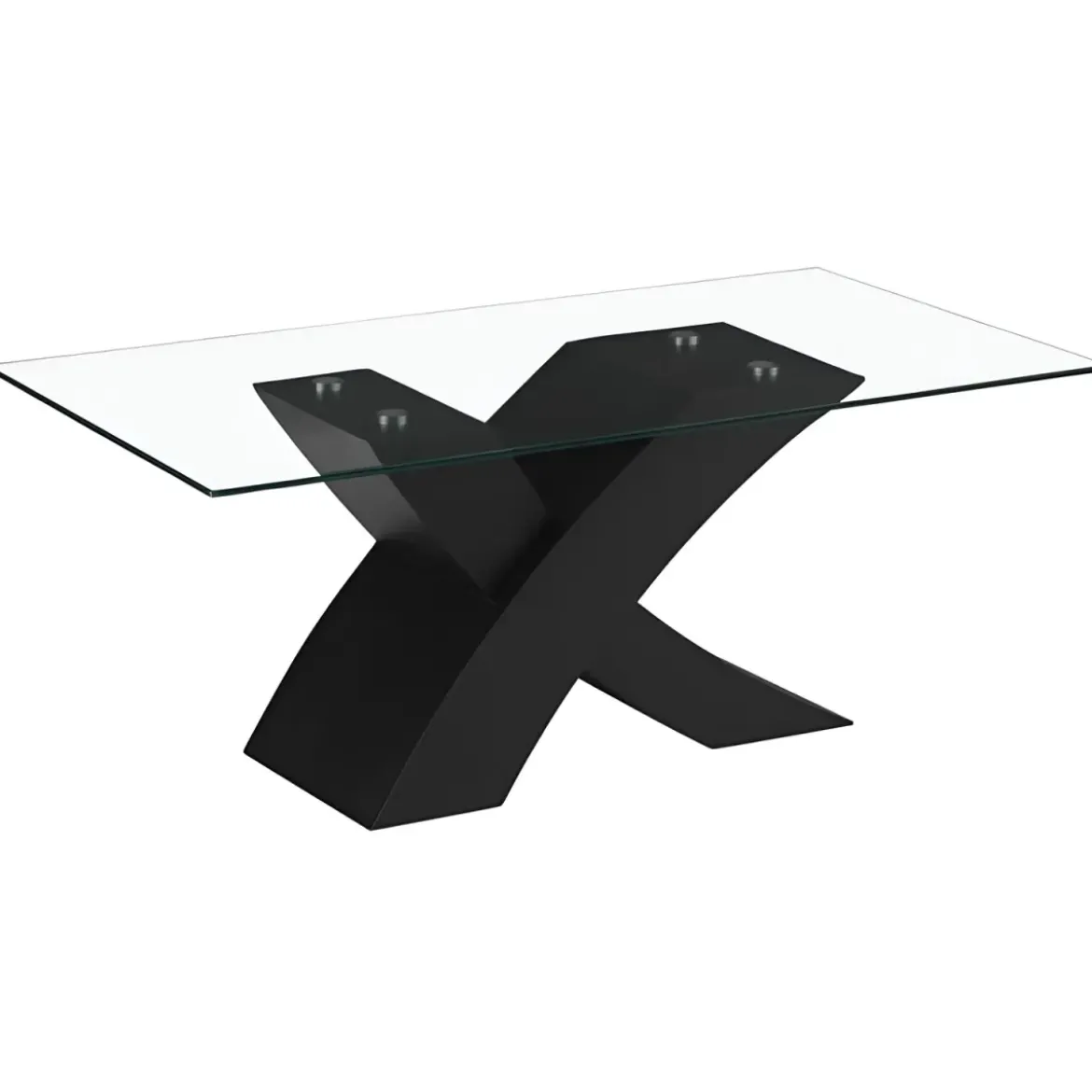 Tavolino in Vetro Temperato 110x60x45 cm Struttura Incrociata Nera