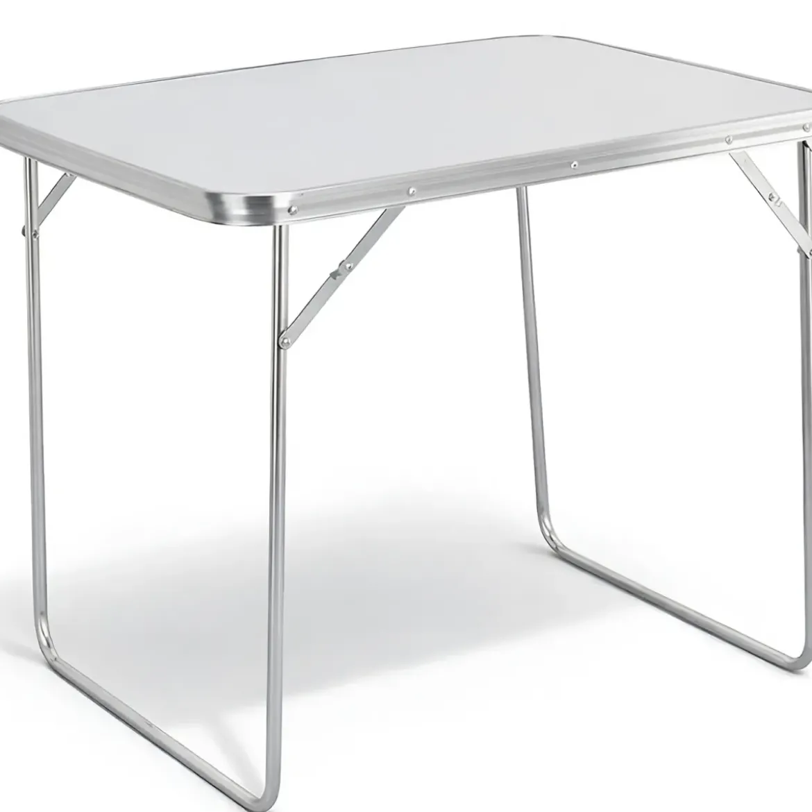 Tavolino Pieghevole 80x60 cm in Acciaio Piano Bianco MDF da Esterno