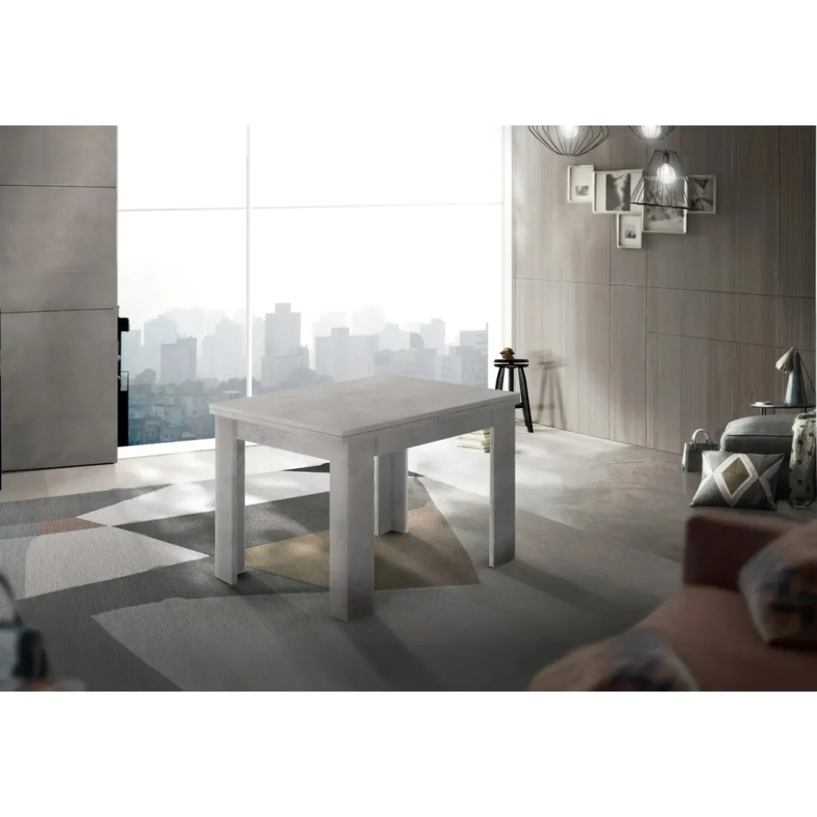 Tavolo Allungabile da 90 cm a 180 cm Apertura a Libro Grigio