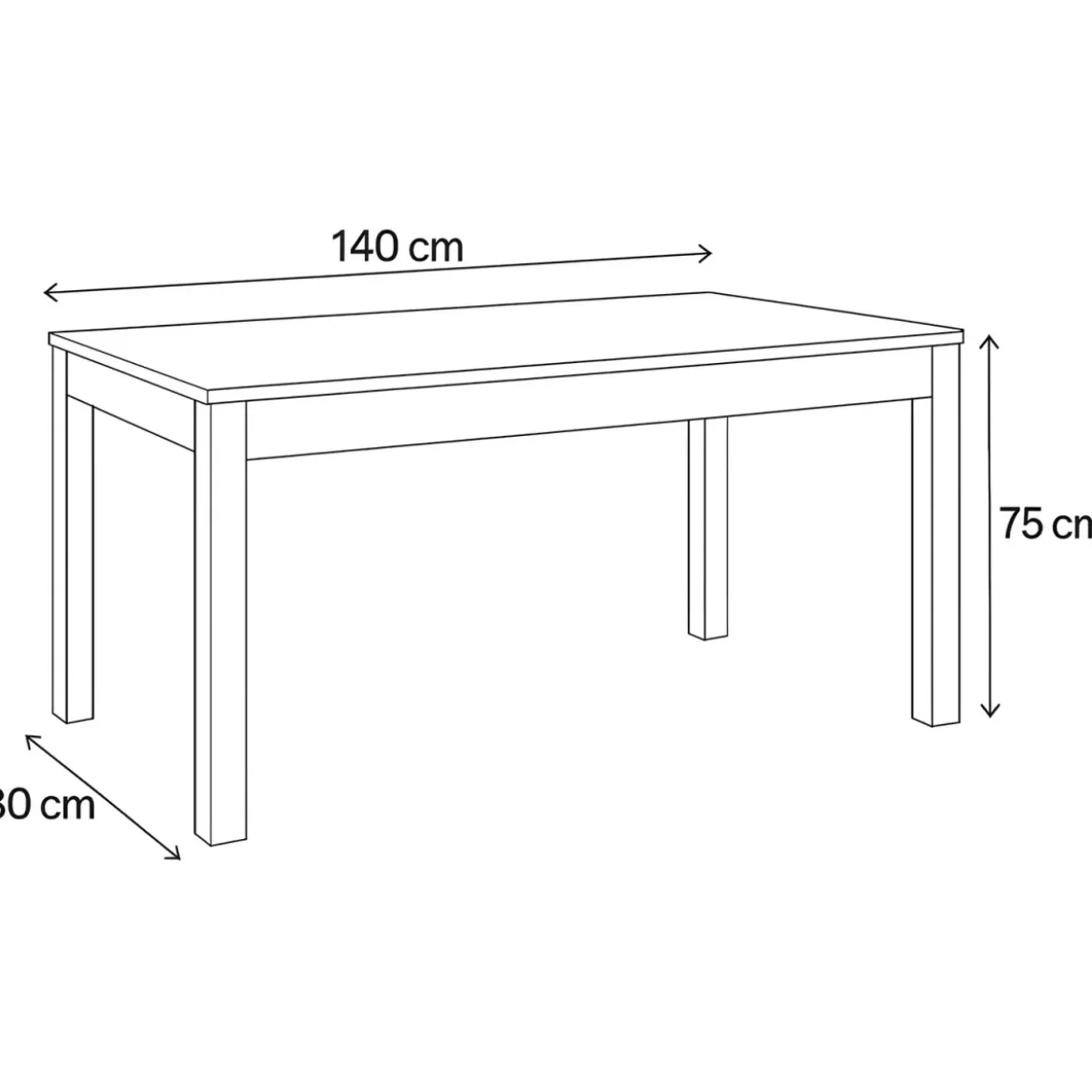 Tavolo Allungabile da Interno 140x80 cm Cemento e Bianco