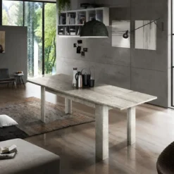 Tavolo Allungabile in Legno 140-190 cm da Salotto Grigio Cemento