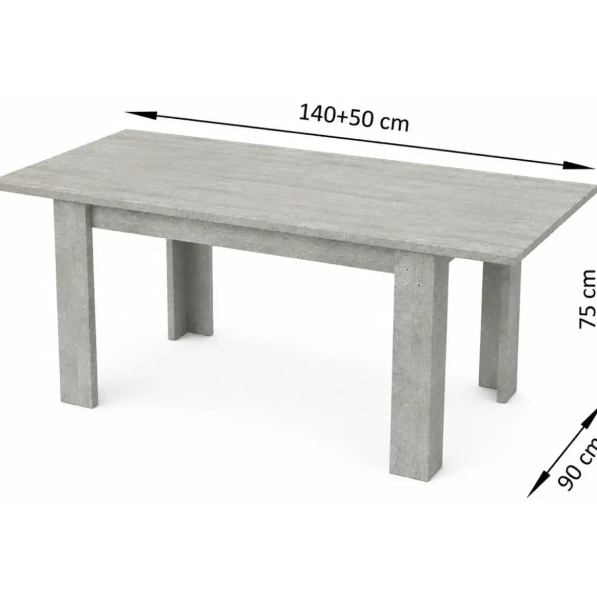 Tavolo Allungabile in Legno 140-190 cm da Salotto Grigio Cemento