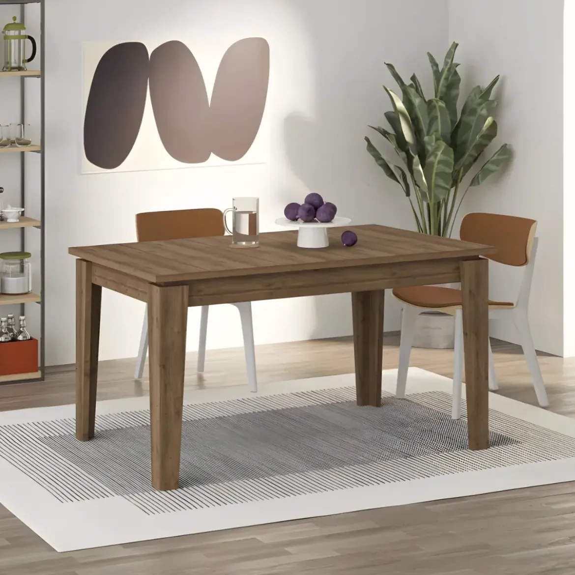 Tavolo Allungabile Pranzo Rettangolare 140-190x80 Noce Effetto Legno