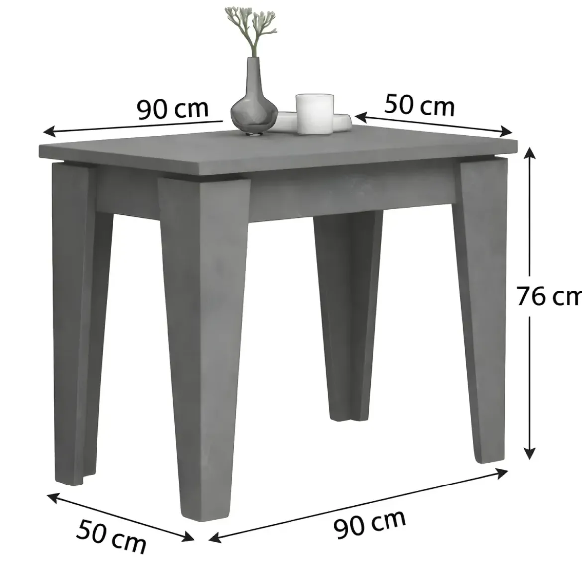 Tavolo Allungabile Salvaspazio da Salotto Cemento Console 90x50 con 5 Prolunghe