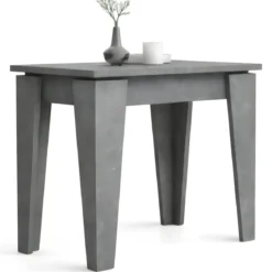 Tavolo Allungabile Salvaspazio da Salotto Cemento Console 90x50 con 5 Prolunghe