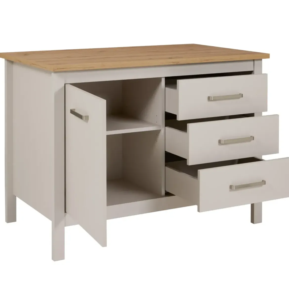 Tavolo Bar da Cucina Beige Rovere Isola con Anta Cassetti Soft-Close