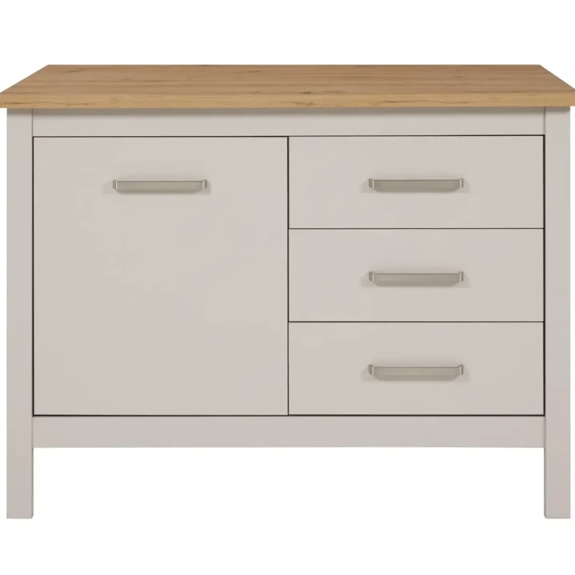 Tavolo Bar da Cucina Beige Rovere Isola con Anta Cassetti Soft-Close