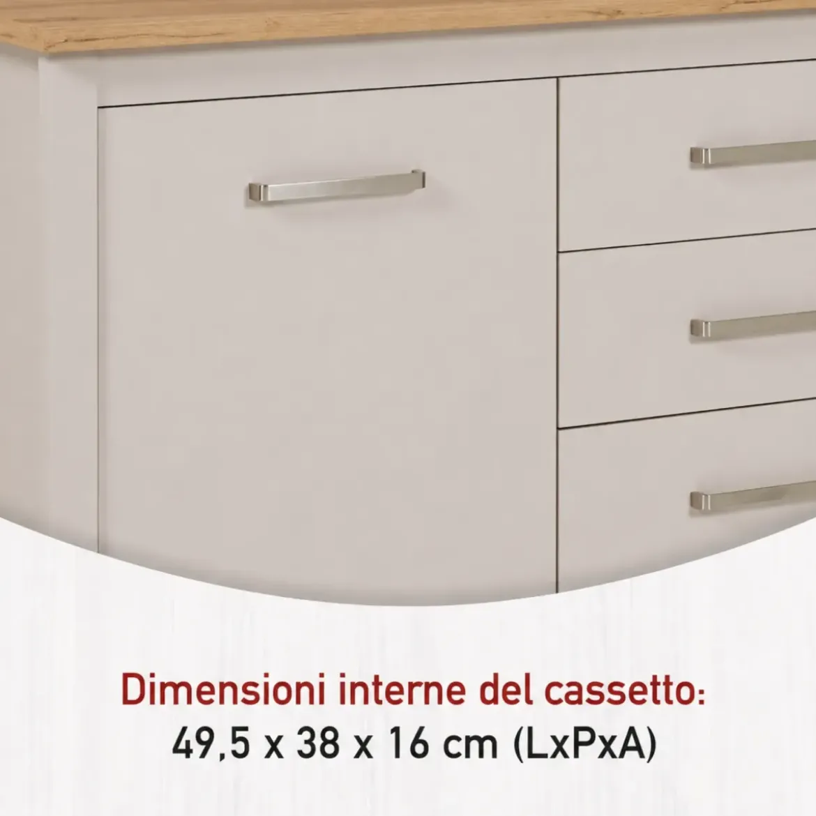 Tavolo Bar da Cucina Beige Rovere Isola con Anta Cassetti Soft-Close