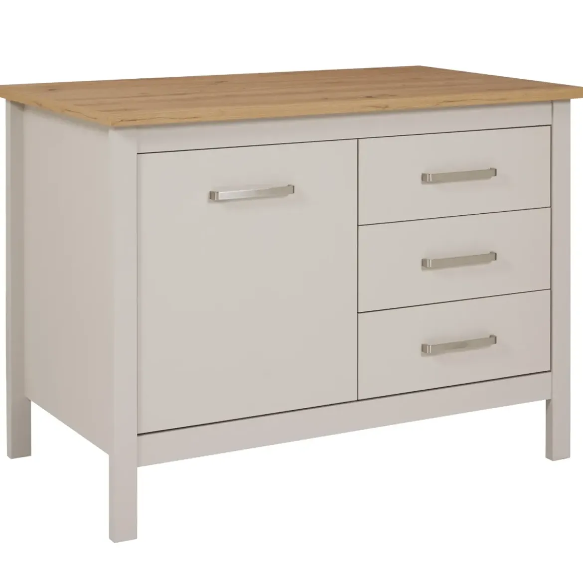 Tavolo Bar da Cucina Beige Rovere Isola con Anta Cassetti Soft-Close