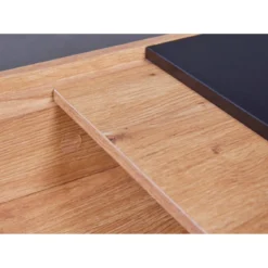 Tavolo Basso da Caffe Tavolino con in Legno Quercia e Nero per Salone
