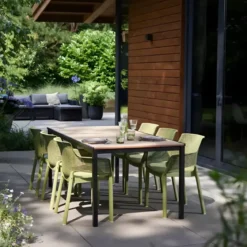 Tavolo da Giardino 200x93 cm Grafite Rettangolare Resina Effetto Legno