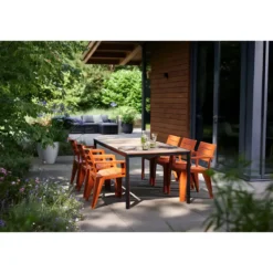 Tavolo da Giardino 159x95 cm Grafite Rettangolare Effetto Legno Metallo