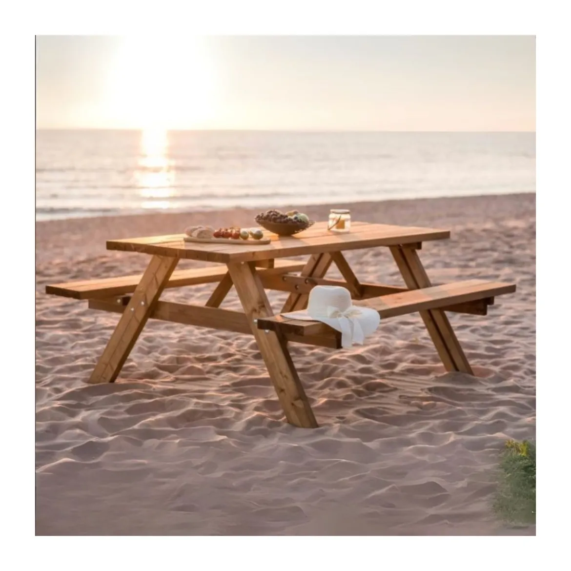 Tavolo da Pic Nic in Legno per Giardino Tavolino con Panche Incluse