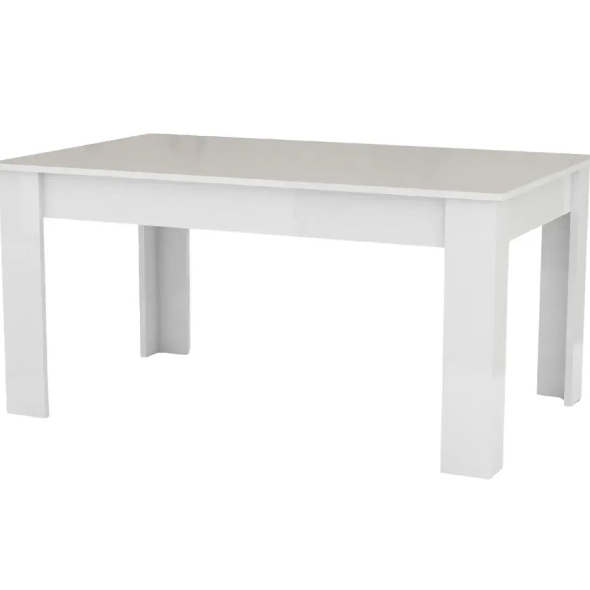 Tavolo da Pranzo Allungabile 160-210 Bianco Lucido Laccato Rettangolare