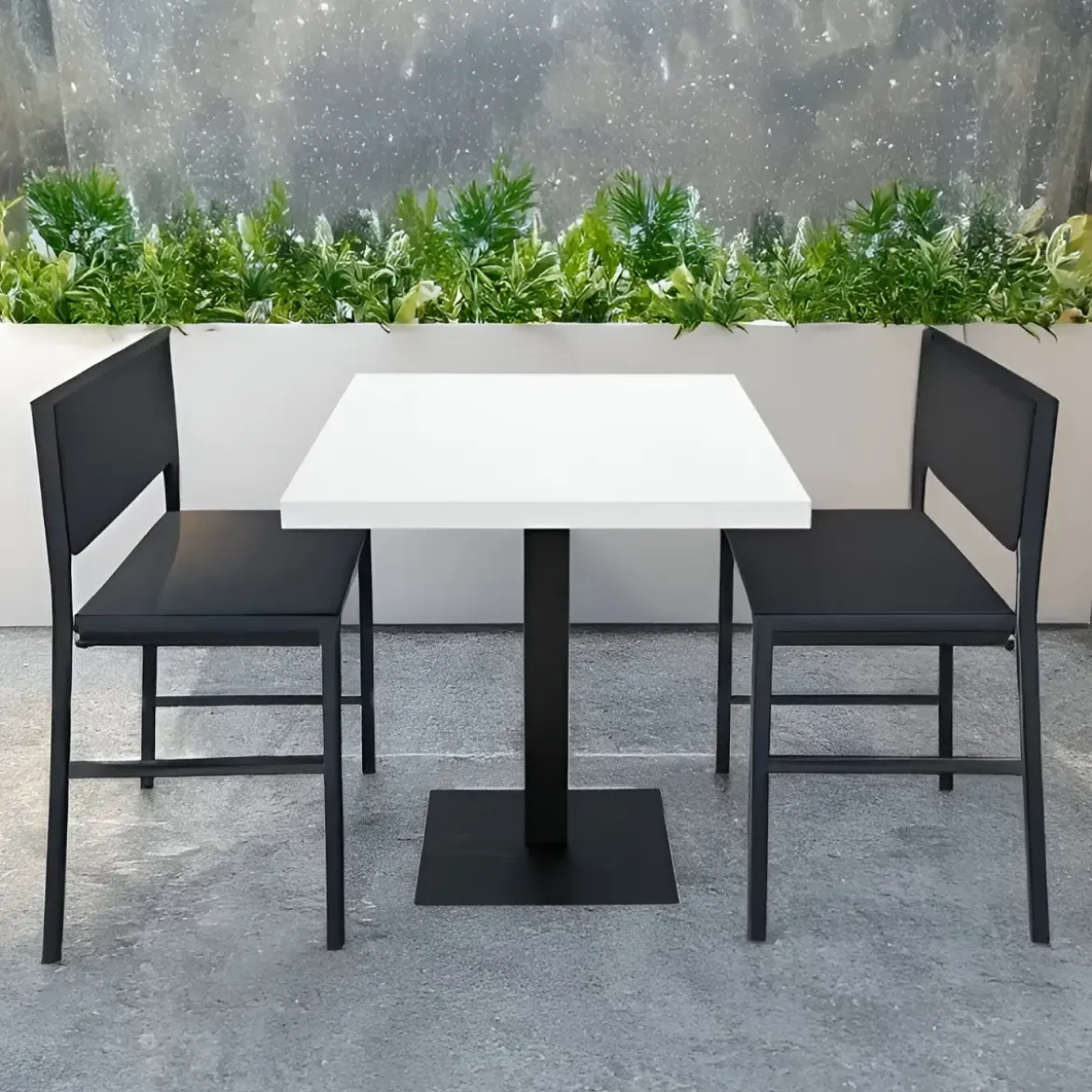 Tavolo da Pranzo Quadrato 80x80 cm Moderno Piano Bianco con Base Nera
