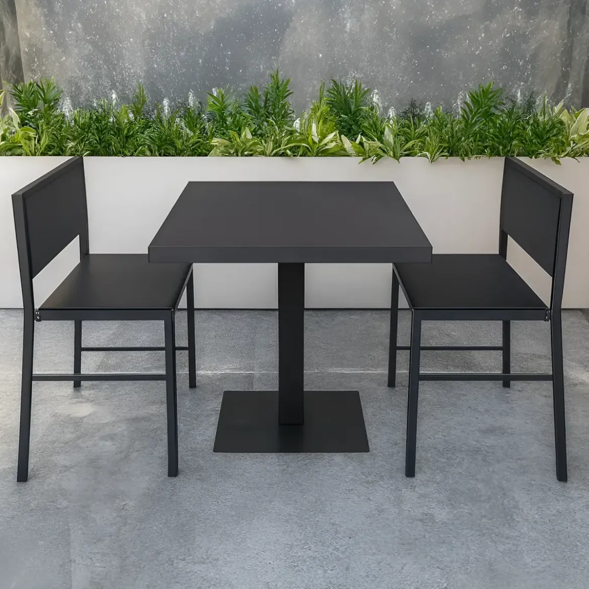 Tavolo da Pranzo Quadrato 80x80 cm Moderno Piano Antracite e Base Nera