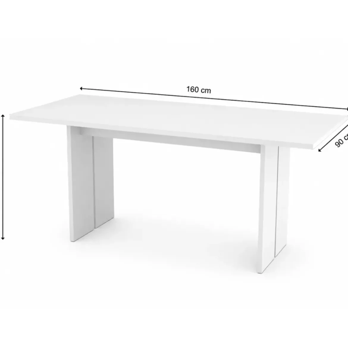 Tavolo da Pranzo 160x90 cm Bianco Lucido Rettangolare Legno Nobilitato