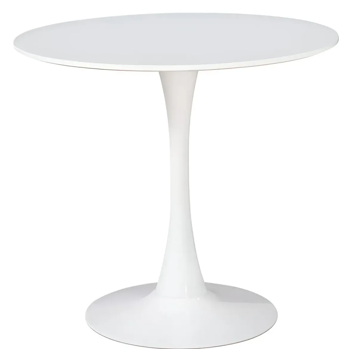 Tavolo da Salotto Tondo Bianco con Base in metallo 90 x 73 cm