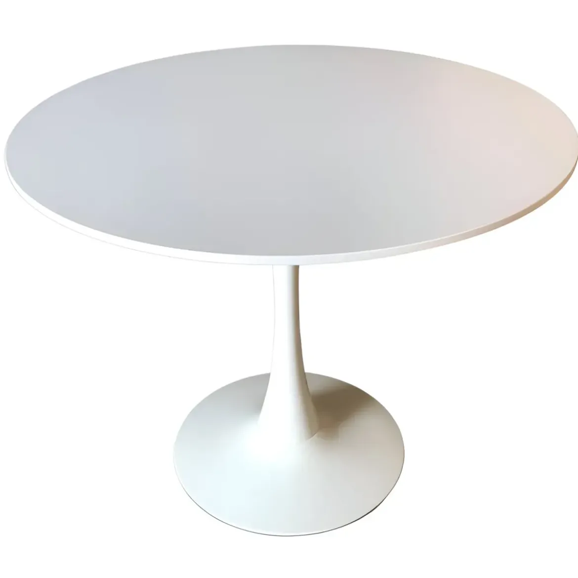 Tavolo da Salotto Tondo Bianco con Base in metallo 90 x 73 cm