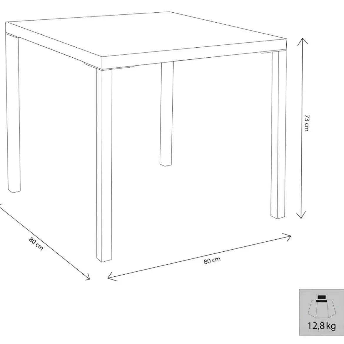 Tavolo Impilabile in Acciaio Antracite da Giardino Quadrato 80x80 cm