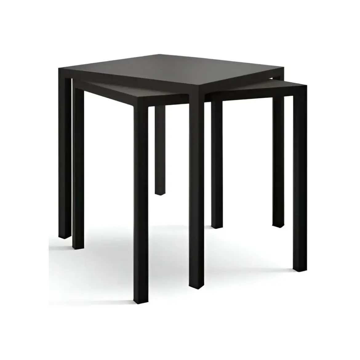 Tavolo Impilabile in Acciaio Antracite da Giardino Quadrato 80x80 cm