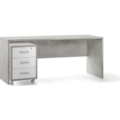 Tavolo Kit Scrivania 160 cm Cemento Moderna da Ufficio Cameretta Porta Pc