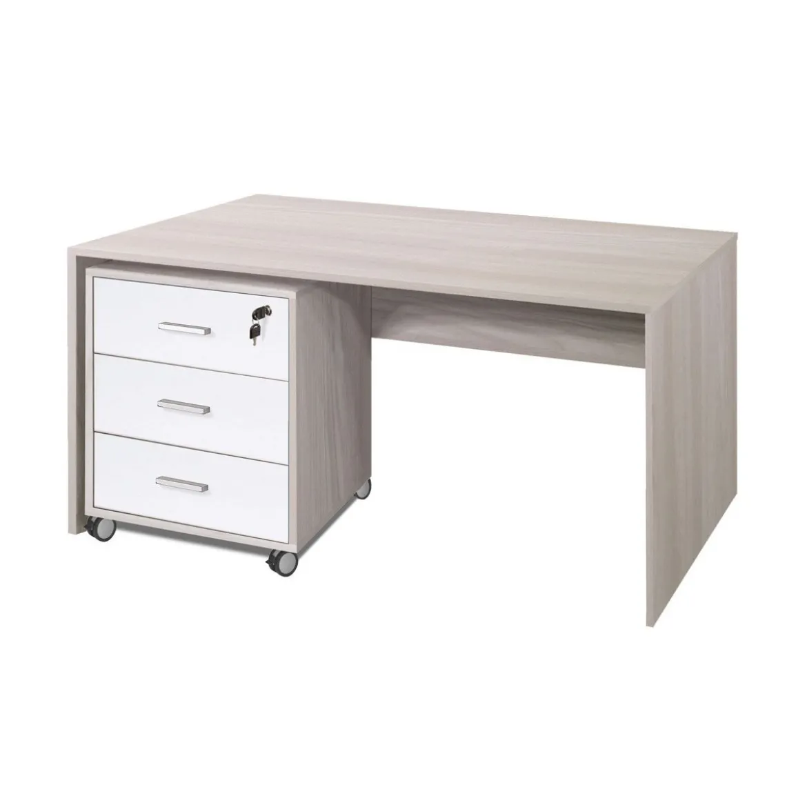 Tavolo Kit Scrivania con Cassettiera 120 cm Olmo da Ufficio Cameretta Porta Pc