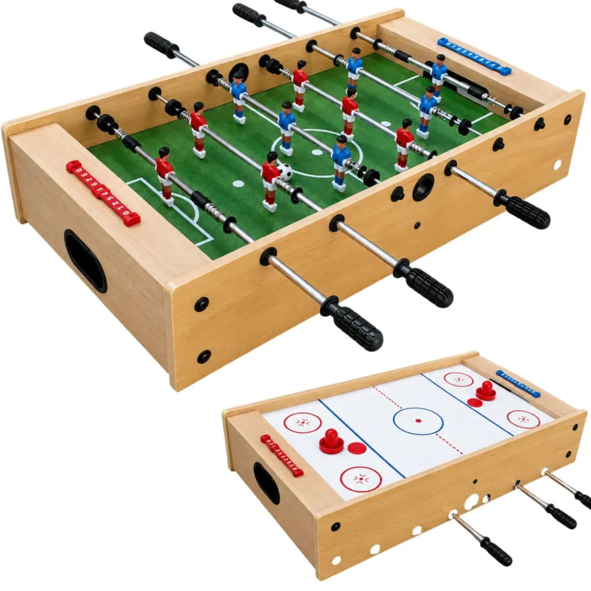 Tavolo Multigioco 2 in 1 Calciobalilla Hockey con Palline Dischetti