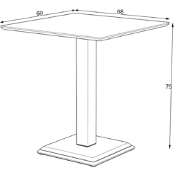 Tavolo Quadrato Grigio Cemento 68x68 cm da Pranzo Moderno Gambe Metallo