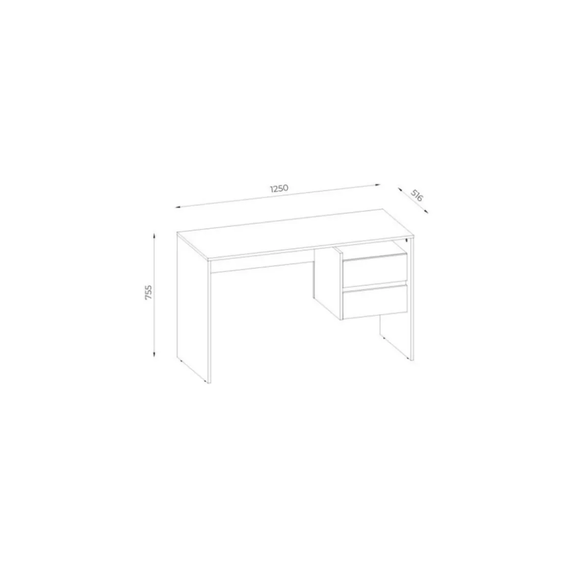 Tavolo Scrivania 130cm Rovere e Antracite con 2 Cassetti Laterali